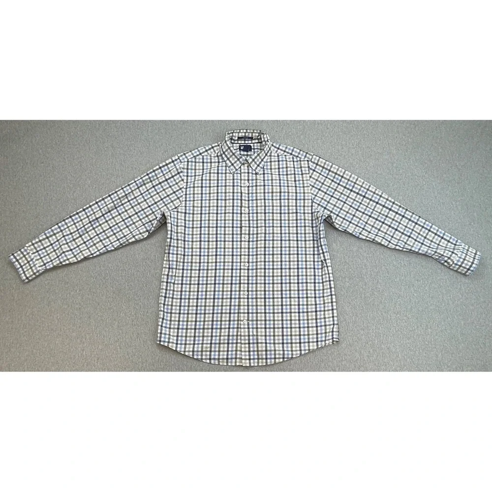Lands End Shirt Men Medium (15-15.5) Plaid 100% Cotton Traditional Button Down